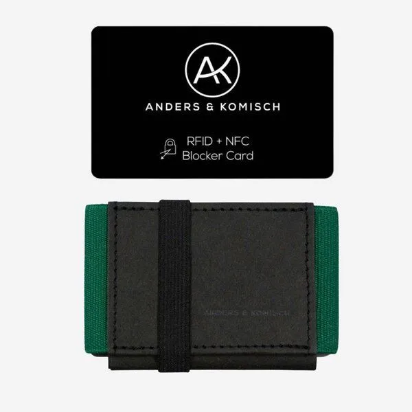 ANDERS & KOMISCH ANDERS & KOMISCH Kleiner Geldbeutel mit RFID & NFC Schutz - MINI CLASSIC Bundle, Schwarz/grün, – Produktbild 1 von 4