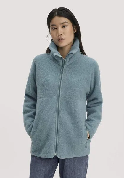 hessnatur hessnatur Wollfleece Jacke Oversized aus reiner Bio-Merinowolle, Gletscherblau, – Produktbild 1 von 4