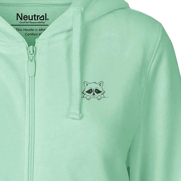 HANDGEDRUCKT HANDGEDRUCKT "Flauschspion" Frauen Zip Hoody Neutral, Dusty mint, – Produktbild 1 von 4