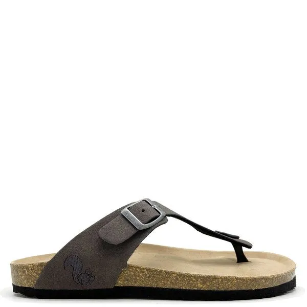 thies Vegane thies ® Eco Bio Thong Sandale aus rec. PET mit Kork-Tieffussbett, Charcoal (anthrazit), – Produktbild 1 von 4