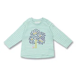 Sense Organics Sense Organics Baby Langarmshirt in Eismintgrün geringelt, Modell KLARA – Produktbild 1 von 1