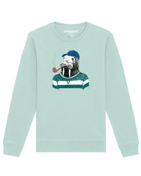 watapparel watapparel Sweatshirt Unisex Walross, Caribbean blue, – Produktbild 1 von 4