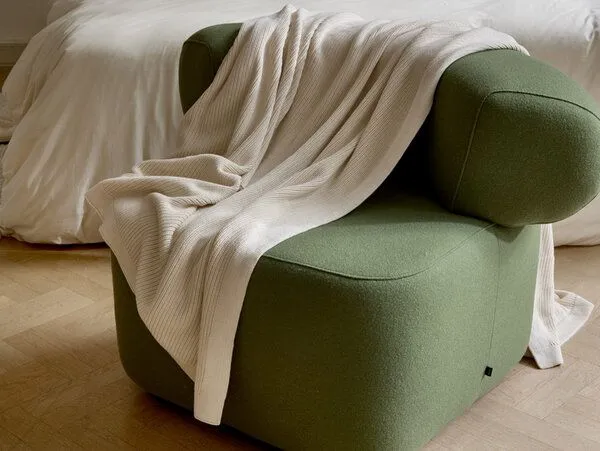 Yumeko Decke Gerippt 150x210 "Yumeko" aus Bio-Baumwolle, Warm white, – Produktbild 1 von 4