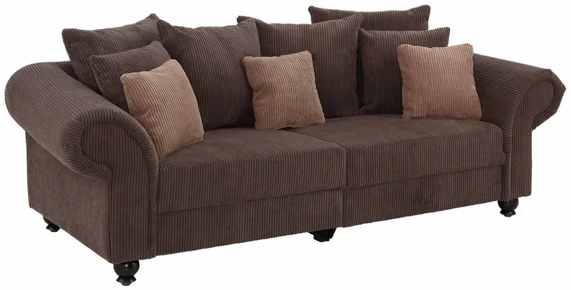Home affaire Big-Sofa King Henry Mega Sofa, viel Platz, Breite 242cm, Federkern, in legerer Polsterung und vielen losen Kissen, Braun, – Produktbild 3 von 5