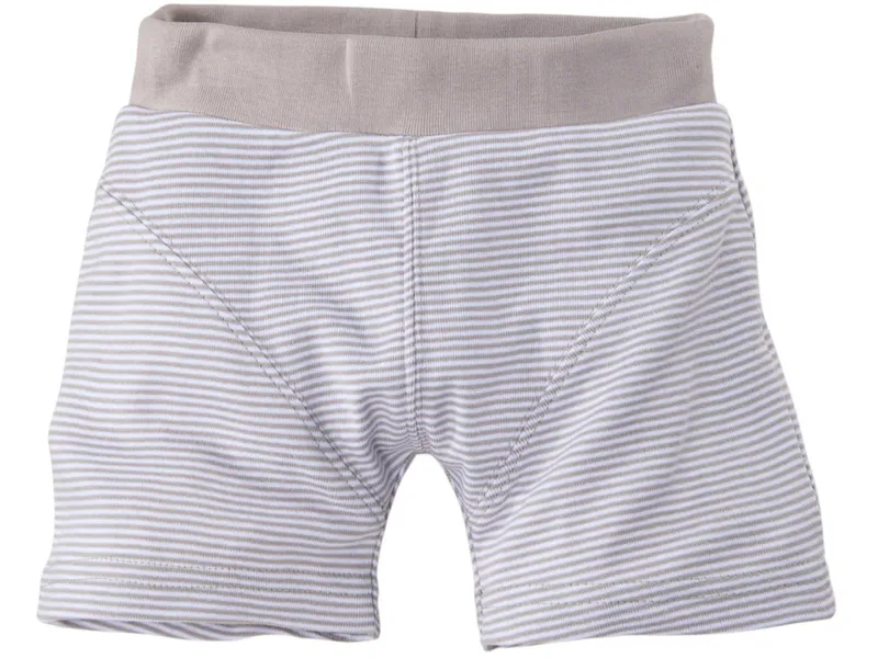 HANS NATUR Jungen Boxershorts Bio-Baumwolle grau-weiß gestreift Gr. 110/116 – Produktbild 1 von 2