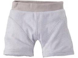 HANS NATUR Jungen Boxershorts Bio-Baumwolle grau-weiß gestreift Gr. 110/116 – Produktbild 1 von 1