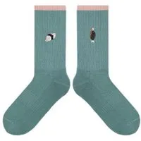 von Jungfeld von Jungfeld Mix & Match Tennis Socken mit Stickmotiven, Grün, – Produktbild 1 von 1