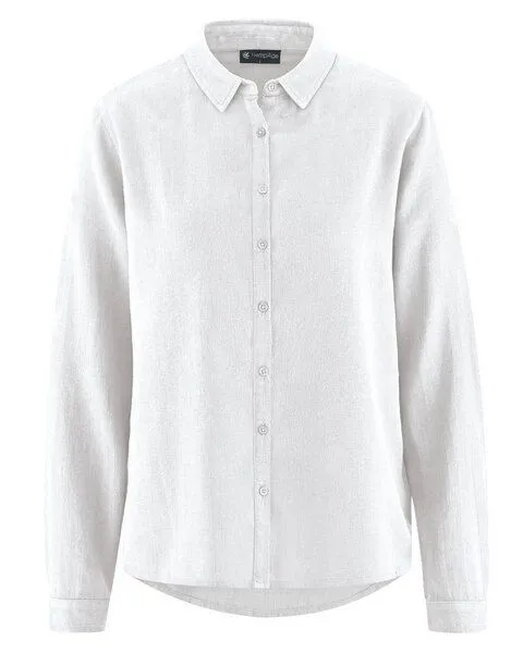 HempAge HempAge Damen Langarm-Bluse Hanf/Bio-Baumwolle, White, – Produktbild 1 von 3