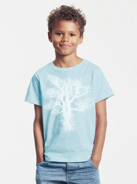 Peaces.bio - handbedruckte Biomode Peaces.bio - handbedruckte Biomode Bio-Kinder T-Shirt Chestnut, Hellblau, – Produktbild 2 von 2