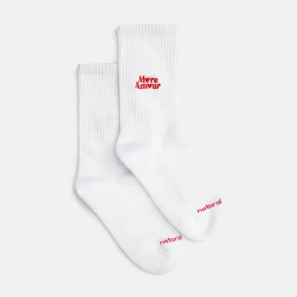 Natural Vibes Natural Vibes More Amour | Bio GOTS | Weiße Tennissocken | Herzmotiv | Herren Damen Socken | Unisex – Produktbild 1 von 5