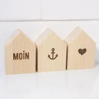 Bow Hummingbird Bow & Hummingbird 3er Set Deko-Holzhäuschen Moin-Anker-Herz – Produktbild 1 von 1