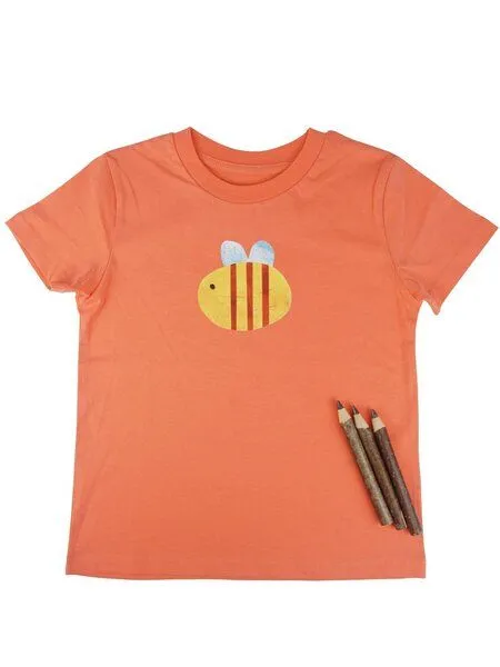 MelaDi Meladi Kinder Shirt aus Biobaumwolle - Hummel auf Orange – Produktbild 1 von 5