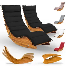 Casaria® Casaria® Saunaliege Java 2er-Set Akazie FSC®-zertifiziert mit Auflage Antrazit – Produktbild 1 von 1