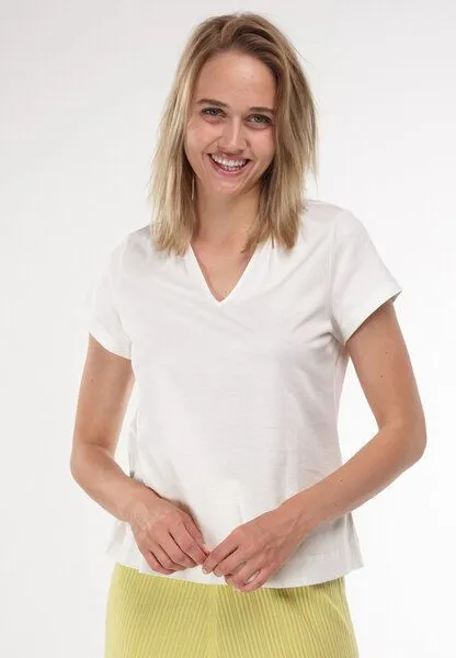 Alma & Lovis Alma & Lovis Kurzarmshirt im Blusen-Style aus Bio-Baumwolle | Short Blouse, White (weiss), – Produktbild 2 von 4