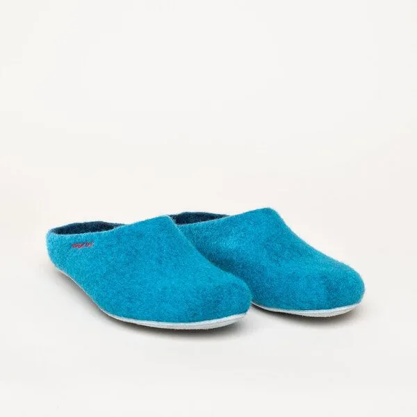 Magicfelt Magicfelt Filz-Hausschuh AP 701 aus 100% Merino-Wolle Pantoffeln für Damen & Herren mit Ledersohle, Petrol, – Produktbild 1 von 4