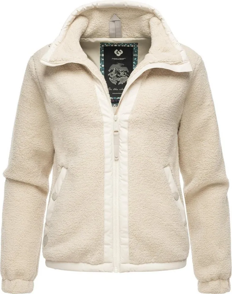 ragwear ragwear Plüschjacke Nordicka Sportliche Kapuzenjacke mit Kunstleder-Elementen, Beige|braun, – Produktbild 1 von 3