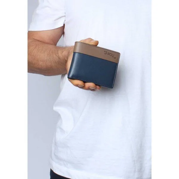 Vargu Vargu Echtleder Geldbörse HEYK 1-A, Navy - taupe, – Produktbild 3 von 4