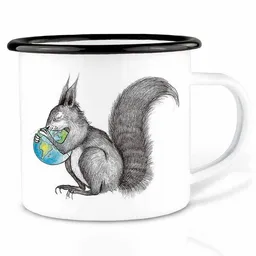LIGARTI Emailletasse »Eichhörnchen Welt« von LIGARTI | 300 oder 500 ml | handveredelt in Deutschland | Cup, Kaffeetasse, Emaillebecher, Camping Becher – Produktbild 1 von 1
