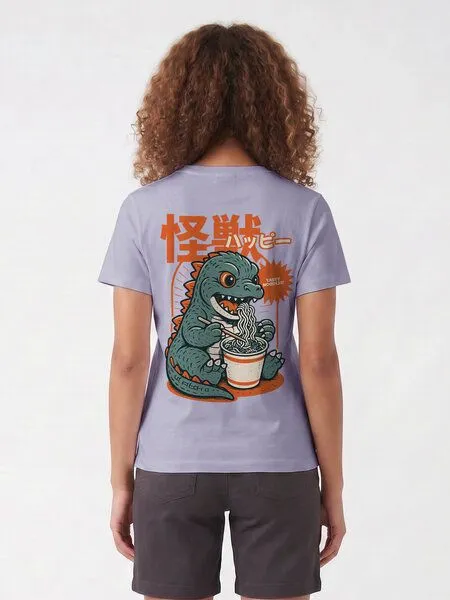 watapparel watapparel T-Shirt Frauen Ramen Dino, Lavender, – Produktbild 2 von 3