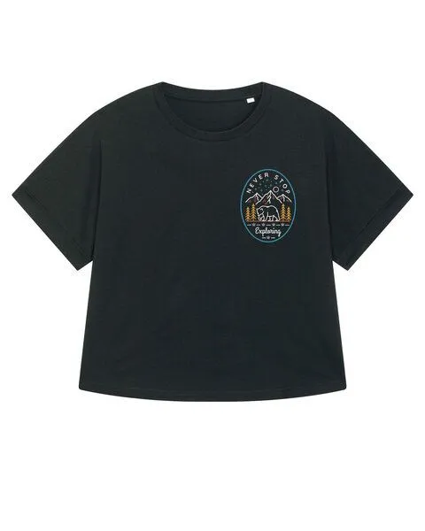 watapparel watapparel Oversize T-Shirt Frauen Never stop exploring, Black, – Produktbild 1 von 2