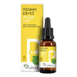 Pflüger PUR Vitamin D3 + K2 Pflüger PUR® 500 I.E./25 µg Tropfen – Produktbild 1 von 1