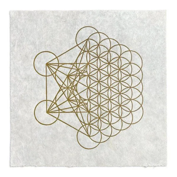 Veskor Cassiopeia Veskor Cassiopeia METAFLOWER Heilige Geometrie Linoldruck | 35 × 35 cm | Gold auf Naturweiß – Produktbild 1 von 4