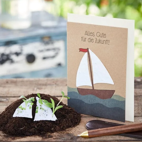 Die Stadtgärtner Die Stadtgärtner Grußkarte 'Alle Gute' mit Segelboot-Motiv (DIN A6) – Produktbild 3 von 3