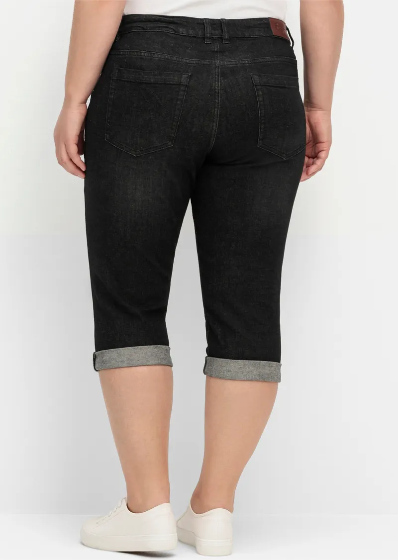 sheego Caprijeans black denim, Black denim, – Produktbild 2 von 2