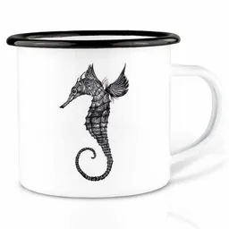 LIGARTI Emailletasse »Seepferdchen« von LIGARTI | 300 oder 500 ml | handveredelt in Deutschland | Cup, Kaffeetasse, Emaillebecher, Camping Becher – Produktbild 1 von 1