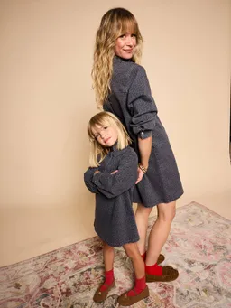 Envie De Fraise Mädchen Twill-Kleid mit Stehkragen ENVIE DE FRAISE Mama-Tochter-Capsule  leo – Produktbild 1 von 1