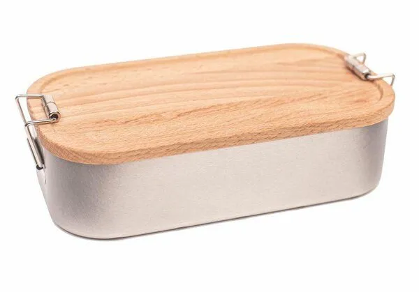 Cameleon Pack Cameleon Pack EDELSTAHL Lunchbox mit Deckel aus heimischem Buchen Holz – Produktbild 4 von 4