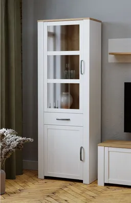 FORTE Highboard Bohol, Vitrine, 1 Glastüre,1 SK, 1 Türe, B/H/T 71,7/205,4/42 cm Beleuchtung optional bestellbar – Produktbild 1 von 1