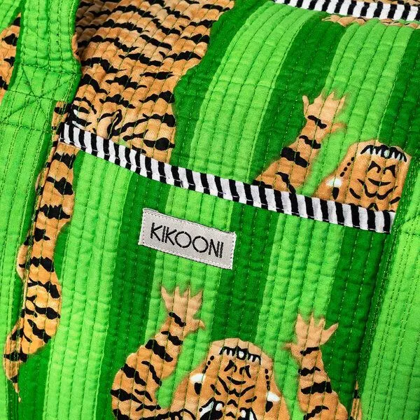 KIKOONI KIKOONI handgefertigte große Baumwolltasche "K. Shopper", Poppy tiger green, – Produktbild 4 von 4