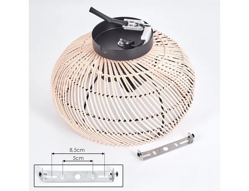 hofstein Deckenleuchte moderne Deckenlampe aus Metall/Bambus in Schwarz/Natur/Dunkelbraun, ohne Leuchtmittel, Deckenleuchte, Lichteffekt, Ø 30cm, 3xE27, ohne Leuchtmittel, Beige|schwarz, – Produktbild 5 von 5