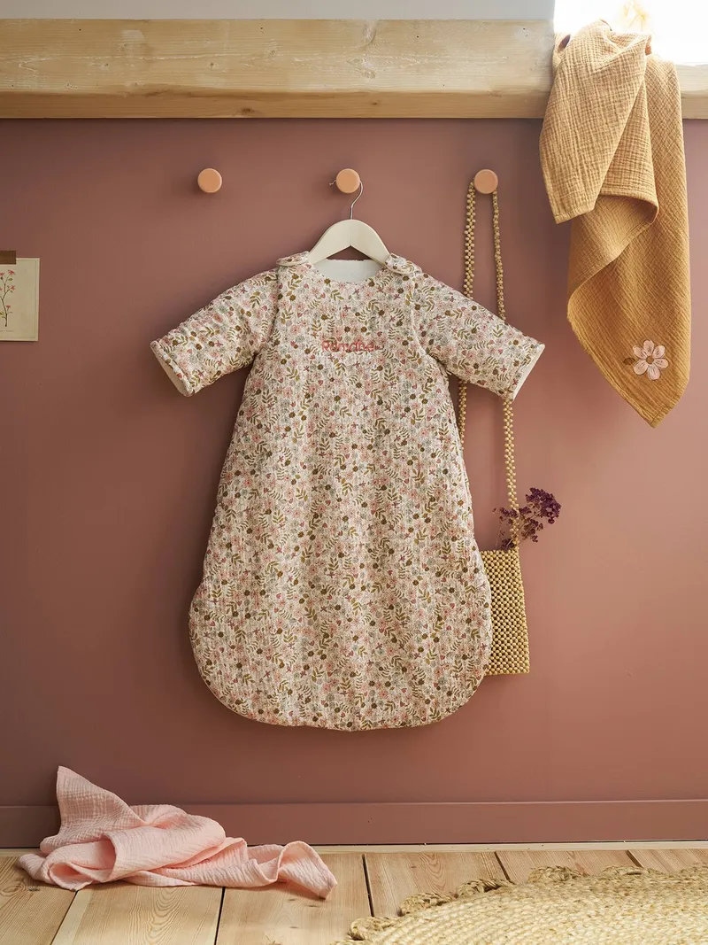 Vertbaudet Baby Winterschlafsack FLORA mit abnehmbaren Ärmeln TOG 3 personalisierbar, Weiß bedruckt, – Produktbild 3 von 4