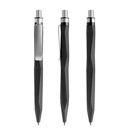 prodir prodir® Druckkugelschreiber QS20 Soft Touch PRS Push, blaue Mine, schwarz/silber satiniert – Produktbild 1 von 1
