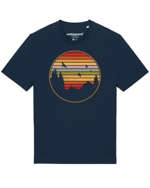 watapparel watapparel T-Shirt Sunset Berge & Tannen, French navy, – Produktbild 1 von 3