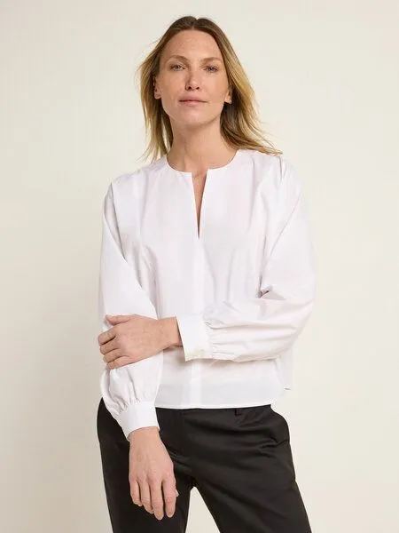 LANIUS LANIUS Bluse mit Kräuseln (GOTS) aus Bio-Baumwolle, White, – Produktbild 1 von 5