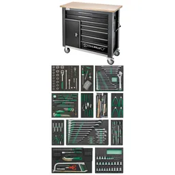 Stahlwille Stahlwille QR-Werkzeug-Sortiment mit Werkbank Schubl.7 + 1 Fach anthrazit, RAL 7016 267 tlg. – Produktbild 1 von 1