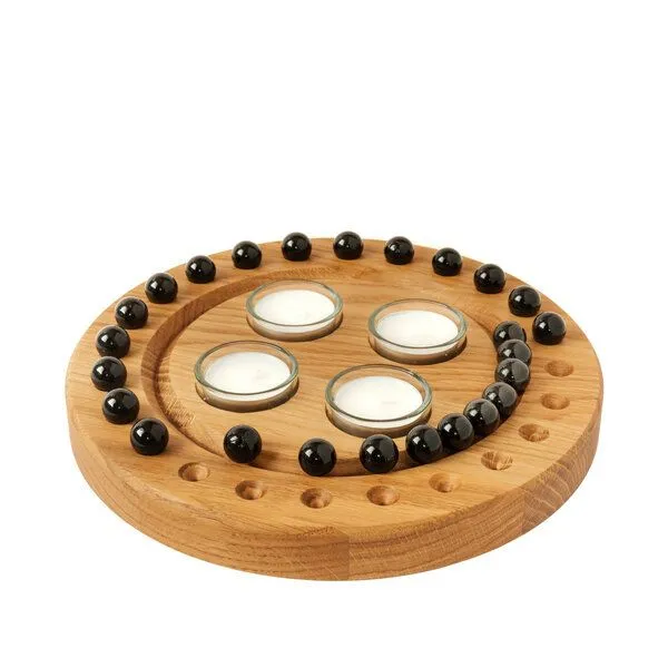 klotzaufklotz klotzaufklotz Adventskalender und Adventskranz mit Teelichtern, Schwarz-anthrazit, – Produktbild 3 von 8