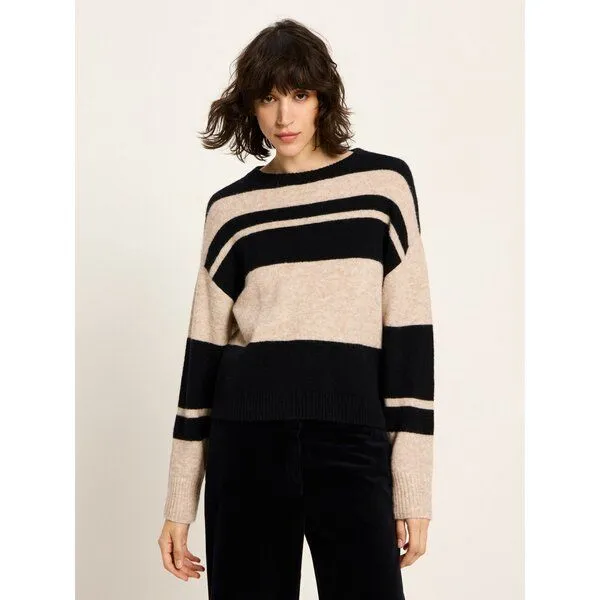 LANIUS LANIUS Streifenpullover aus Bio-Alpakawolle und Bio-Baumwolle, Lila (lupine) (melange) (multicolour), – Produktbild 2 von 4