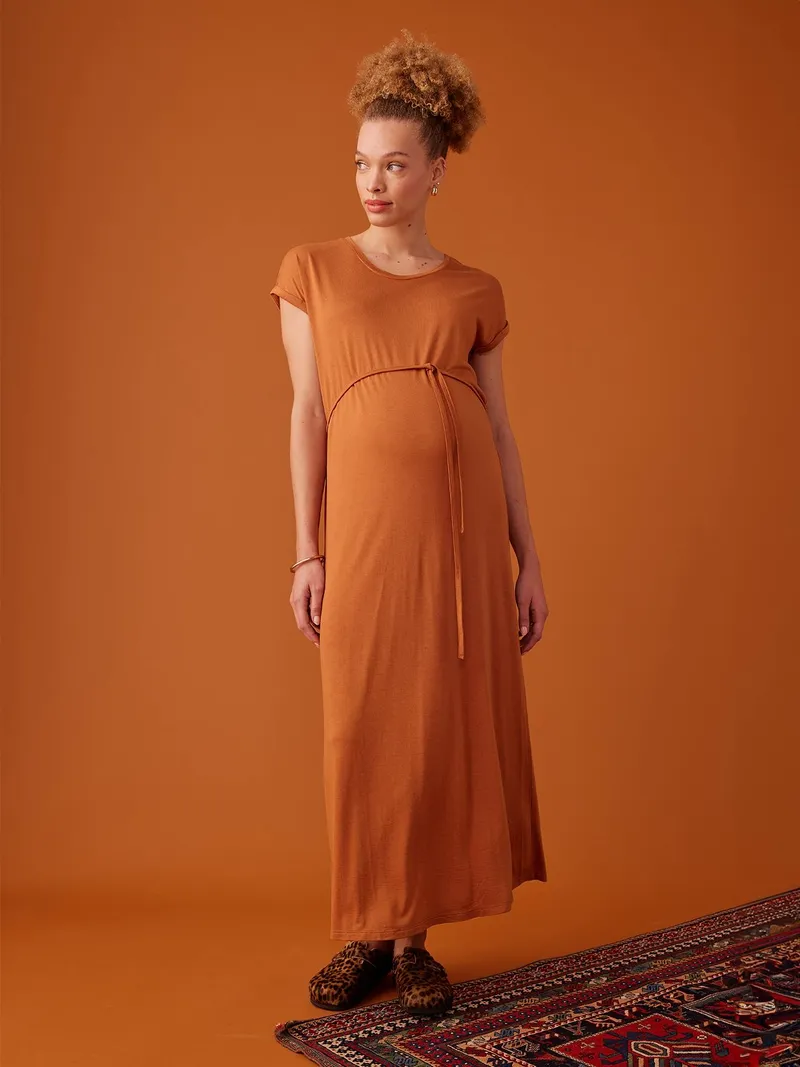 Envie De Fraise Maxikleid für die Schwangerschaft ENVIE DE FRAISE, Karamell, – Produktbild 3 von 4
