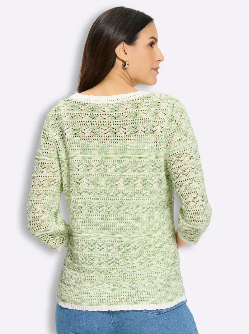 Witt Ajour-Pullover, Ecru-reseda-gemustert, – Produktbild 2 von 2