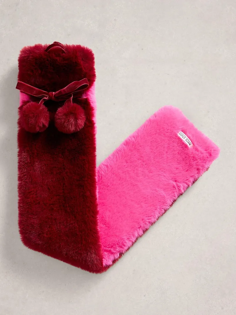 White Stuff Lange Wärmflasche mit Webfellbezug - Einheitsgröße, Rosa multi, – Produktbild 1 von 2