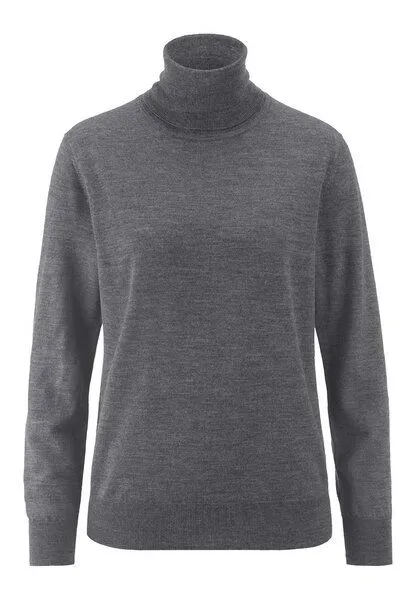 hessnatur hessnatur Rollkragenpullover Relaxed aus reiner Bio-Merinowolle, Grau, – Produktbild 3 von 4