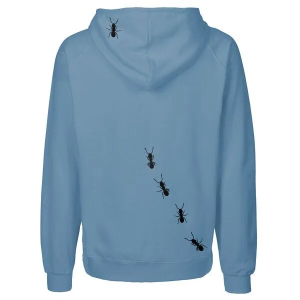 HANDGEDRUCKT HANDGEDRUCKT "Ameisen" Männer Zip-HOODY aus reiner Biobaumwolle (kbA), Indigoblau, – Produktbild 1 von 4