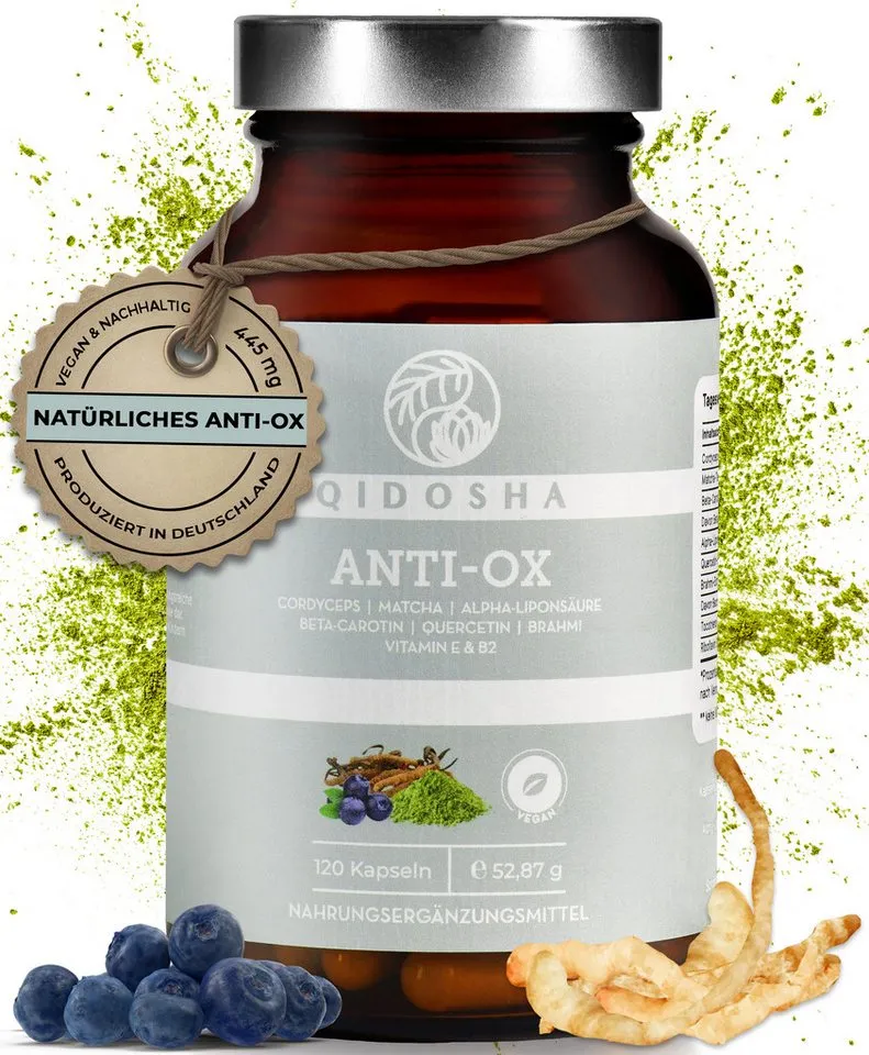 QIDOSHA Antioxidantien-Komplex ANTI-OX Kapseln, 120 St., 52 g, Mit Alpha-Liponsäure und Quercetin – Produktbild 2 von 5