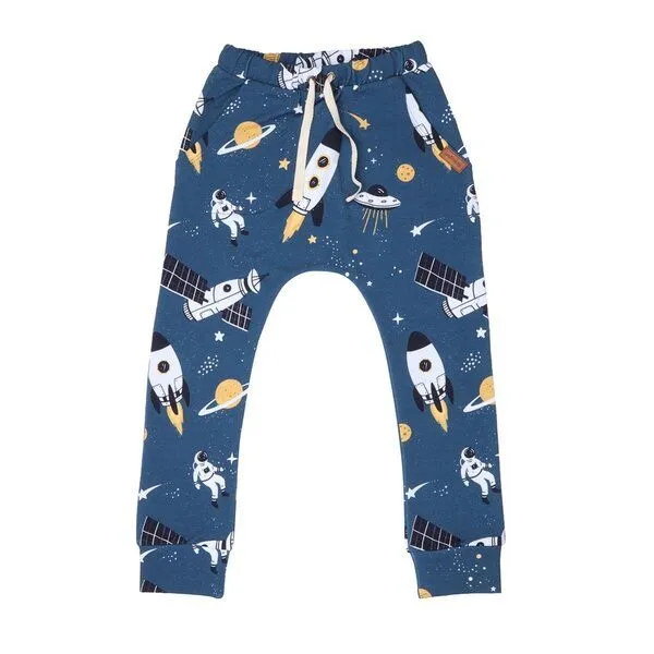 Walkiddy Kinder Jogginghose GOTS zertifiziert – Dunkelblau mit Muster, Bund mit Kordel, weich & bequem | von Walkiddy – Produktbild 1 von 1
