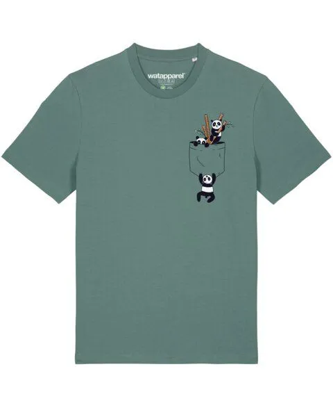 watapparel watapparel T-Shirt Unisex Pocket Pandas, Green bay, – Produktbild 1 von 3