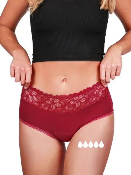 Taynie Extra starke Periodenunterwäsche Biozidfrei 60°C Taynie Deluxe Extra Stark, Rot, – Produktbild 2 von 4